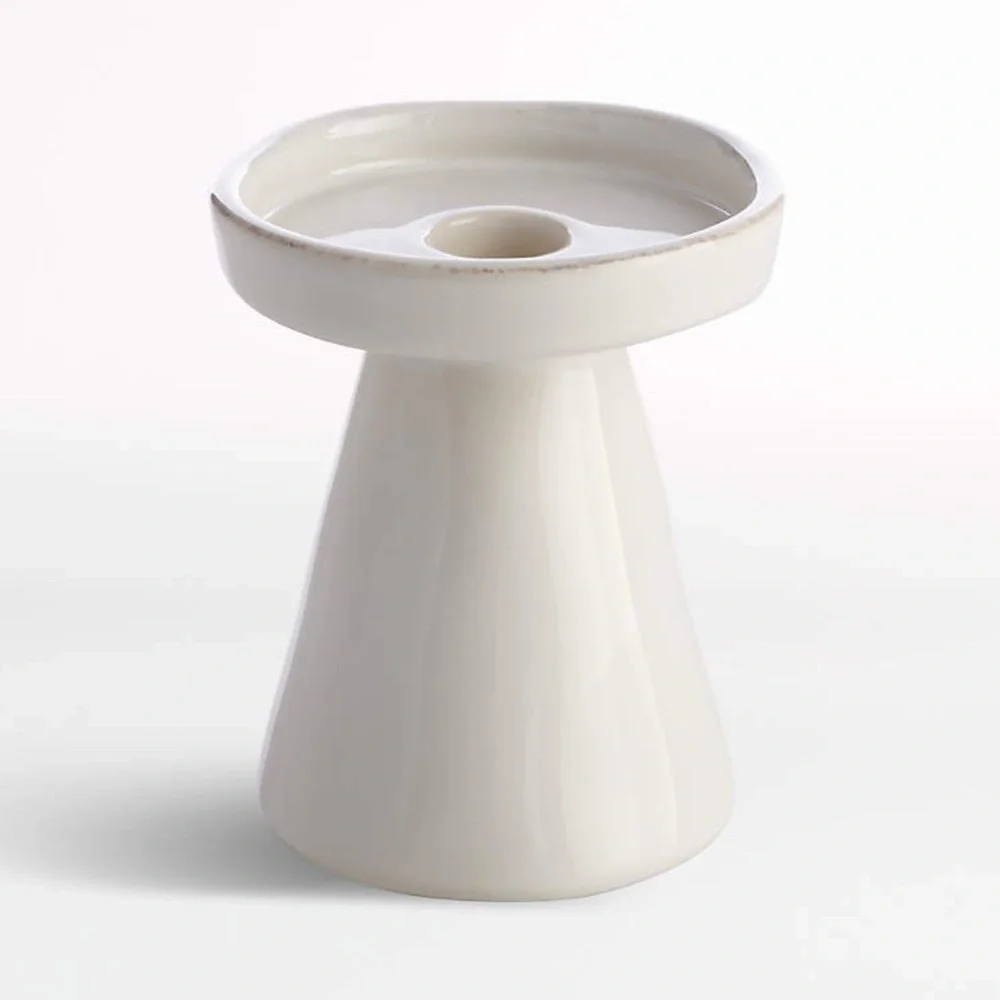 Crate&Barrel Marin White Taper/Pillar Candle Holders